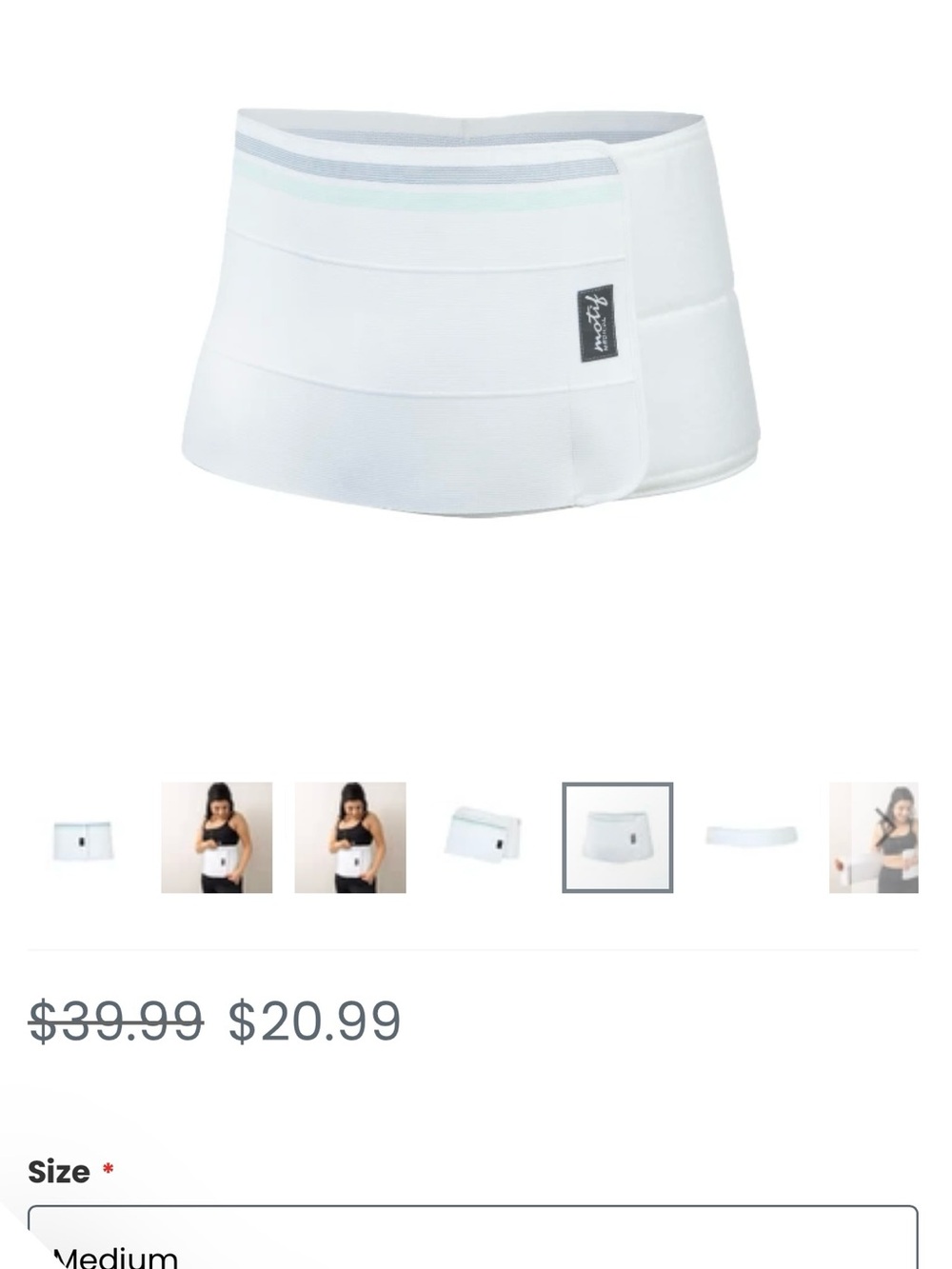 Unbranded White Postpartum Belly Support Band - Light Compression